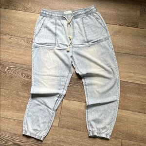 Celebrity Pink Cotton Jogger Pants Denim Drawstring Jasmine REgeneration L